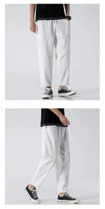 Carregue a imagem no visualizador da Galeria, 100% Cotton Summer Casual Pants Man Trendy Japanese Cropped Pants Loose Pants Men 5xl  Amaijoin
