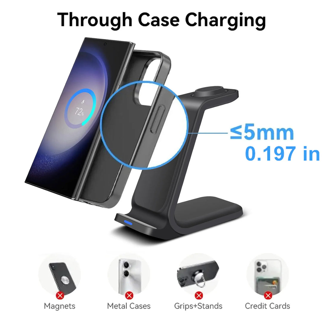 Wireless Charging Station for Samsung Charger 3 in 1 for Galaxy S23 Ultra/S22/S21/Note 20/10, Galaxy Watch 6/5/Pro/4, Buds 2 Pro  Amaijoin