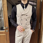 Carregue a imagem no visualizador da Galeria, High Quality Autumn Double Breasted Suit Vest Men Business Formal Sleeveless Vest Slim Fit Wedding Groom Banquet Party Waistcoat  Amaijoin
