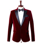 Carregue a imagem no visualizador da Galeria, Men&#39;s Fashion Trend Velvet Groom Tuxedo Slim Fit Wedding Party Dress Business Casual Suit Jacket Banquet Single Blazers Coat  Amaijoin
