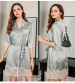 Load image into Gallery viewer, BirdTree 100%Mulberry Silk Nightdress,Lapel Solid Lace,Simple Comfortable Breathable Women Loungewear,2024 Spring New P41049QD  Amaijoin
