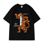 Carregue a imagem no visualizador da Galeria, ZAZOMDE Summer Men Tee Korean Fashion Retro Loose Letter Cartoon Tiger Short-sleeved Cotton T Shirt Oversized Tops Unisex Tees  Amaijoin
