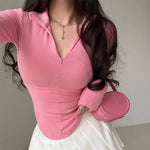 Carregue a imagem no visualizador da Galeria, T-shirts Slim Plain Coquette Clothes Women&#39;s Polo Sexy Casual Tops Female Tee Sales Offer Free Shipping Trend 2024 New Clothing  Amaijoin
