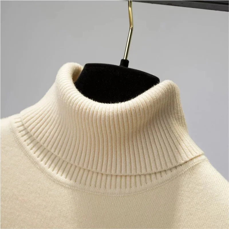 Turtleneck Winter Sweater Women Elegant Thicken Velvet Lined Warm Sueter Knitted Pullover Slim Tops Jersey Knitwear Jumper New  Amaijoin