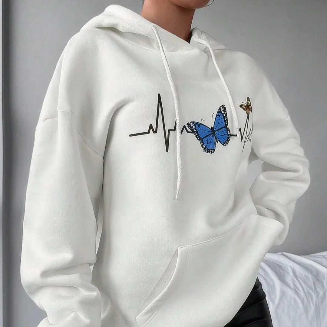 A Butterfly Dancing On The Tip Of Its Heart Printed Women'S Hooded Harajuku Hoodies Fashion Hoodie Autumn Casual Women Clothing  Amaijoin