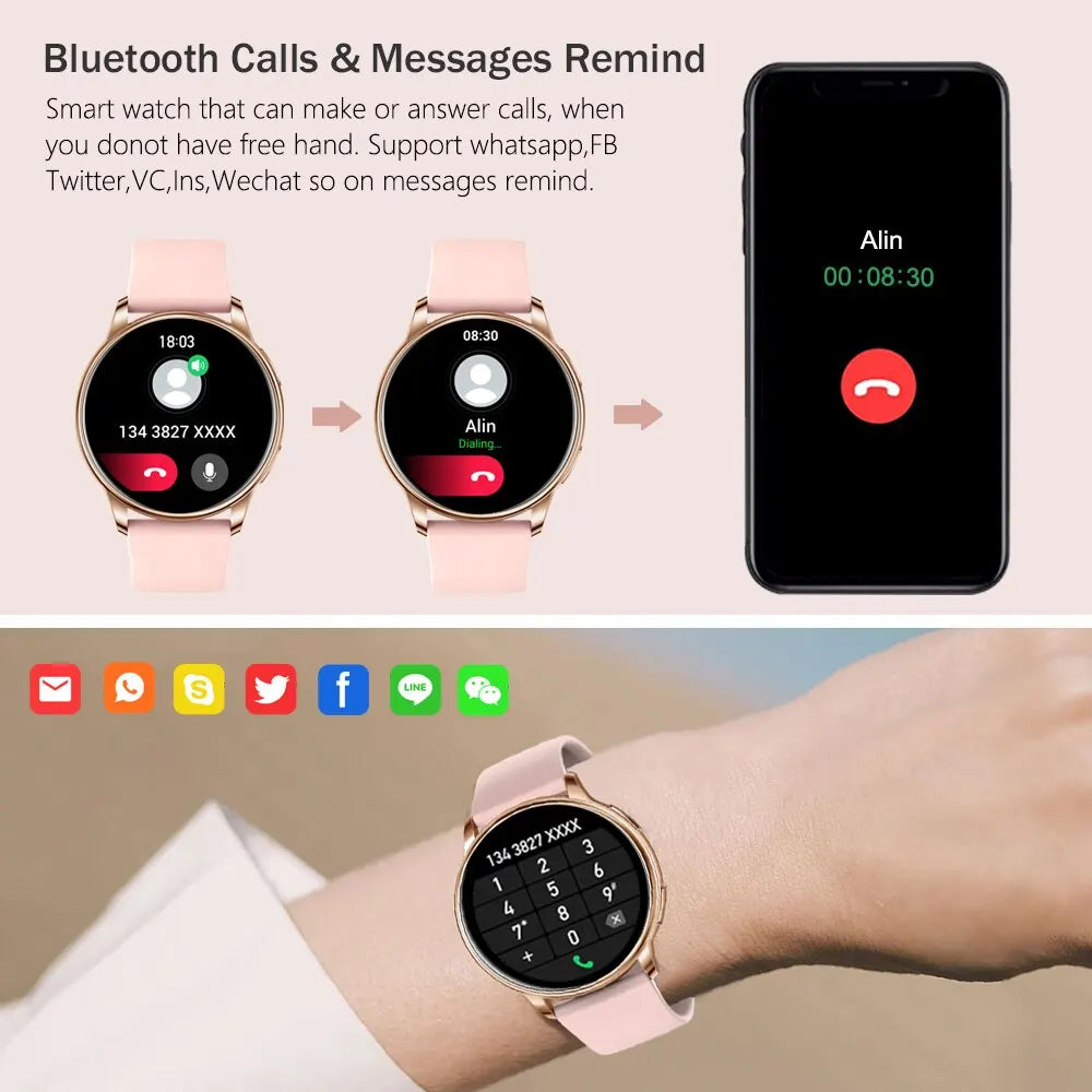 Bluetooth Call Smart Watch Women Custom Dial Steel Watches Men Sports Fitness Tracker Heart Rate Smartwatch For Android IOS G35  Amaijoin