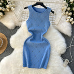 Carregue a imagem no visualizador da Galeria, Beading  Summer Women&#39;s Knitting Sheath Tank Dress Female Bodycon Knitted Camisole Sleeveless Mini Dresses For Woman Outfits  Amaijoin
