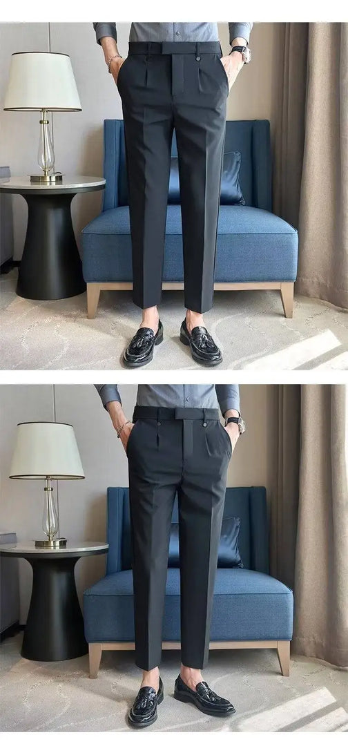 2024 Spring Summer Suit Pants Men Slim Fit Casual Business Dress Pnats Ankle Length Office Social Trousers Men Clothing 28-38  Amaijoin