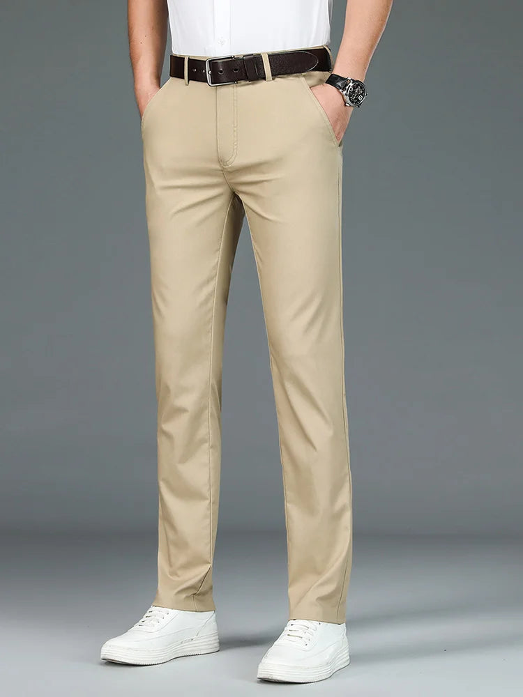 High Quality Luxury Straight Business Suit Pants Men Bamboo Fiber Designer Spring Summer Elegant Casual Long Formal Trouser Male  Amaijoin