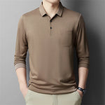 Carregue a imagem no visualizador da Galeria, New Men&#39;s Casual Long Sleeve Polo Shirt Fashion Solid Color Top  Amaijoin
