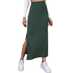 Carregue a imagem no visualizador da Galeria, Women Long Skirts High Waist Bodycon Skirt Women Solid Split Pink Skirt Autumn Winter Streetwear Straight Black Midi Skirt  Amaijoin
