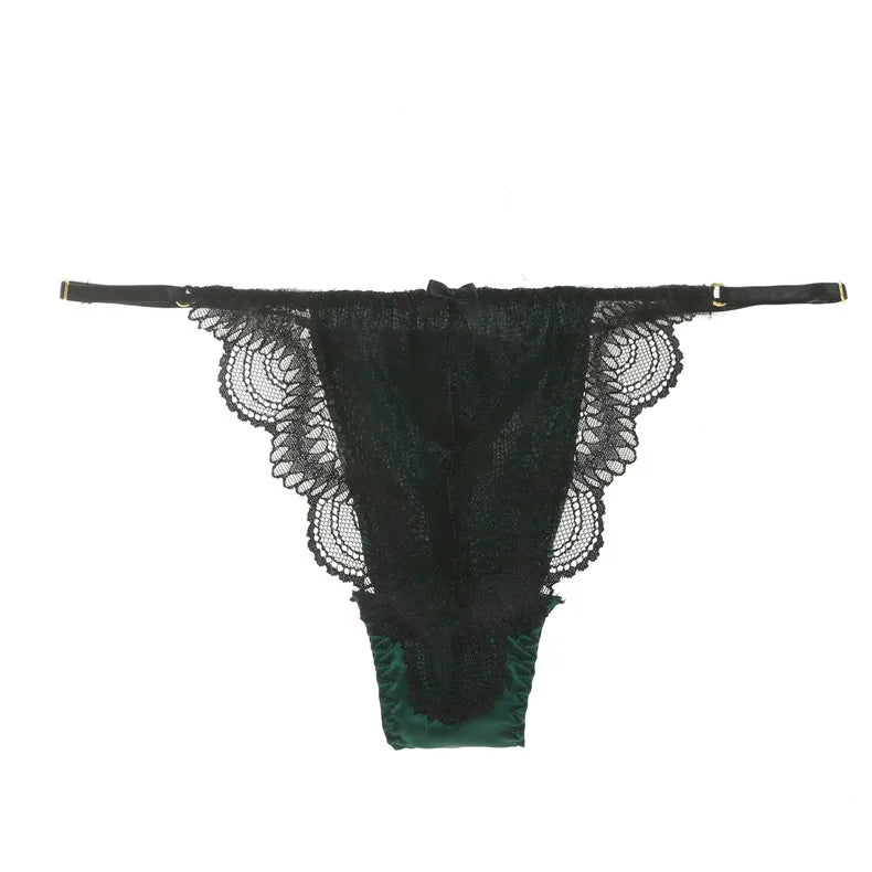 BirdTree 2PCS Lining 100%Real Silk Sexy Briefs, Women's Lace Thong Low Waisted, Skin Friendly Underwear, 2024 Summer P41935QC  Amaijoin