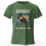 Carregue a imagem no visualizador da Galeria, Men&#39;s I Am Not Anti Social Printed T-Shirt 100% Cotton Oversized Funny Cat Graphic Tees for Men Women Summer Tops  Amaijoin
