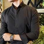 Carregue a imagem no visualizador da Galeria, 2023 Autumn Banquet Gentleman Dress French Collar Shirt Men&#39;s Long Sleeve Casual Business Organ Pleated Shirt Men Clothing  Amaijoin
