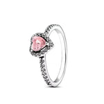 Load image into Gallery viewer, 925 Silver Elevated Red Pink White Blue Green Heart Rose Gold Ring Rings Fro Women Zircon Design Original Sparking Zircon Rings  Amaijoin
