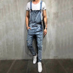 Load image into Gallery viewer, Men Stylish Slim Biker Jeans Bib Overalls Jumpsuits jeans Man Streetwear Casual Stretch Ripped Dungarees Male Strap Jeans  Amaijoin
