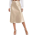 Load image into Gallery viewer, 2022 Ladies Chiffon Silk Skirt Fashion Women&#39;s Midi Skirt High Waist Solid Color Satin Dress Zipper Elegant Female Summer Skirts  Amaijoin
