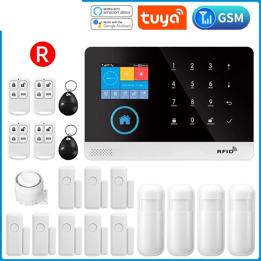 Gautone Tuya Smart Wifi Home Security Alarm System Wireless GSM Fire Alarm System Panel Smart Life App Control work with Alexa  Amaijoin