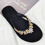 Load image into Gallery viewer, Slippers Women Glitter Flip Flops  Summer 2023 Fashion Outdoor Rhinestone Chain Wedge Beach Slippers Jelly Hawaiian Flat Sandals  Amaijoin
