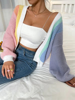 Carregue a imagem no visualizador da Galeria, Qutie Colorblock Drop Shoulder Duster Cardigan  Amaijoin
