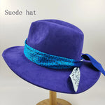 Carregue a imagem no visualizador da Galeria, Hand-painted Fedora Hat Men&#39;s and Women&#39;s Hat Panama Spring Autumn Fashion with Wrapped Feather Wool Fedora Hat Big Brim  Amaijoin
