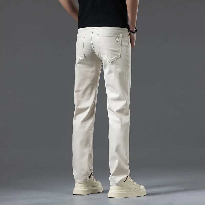 2024 New Summer Luxury White Jeans for Men Comfortable Cotton Fabric Straight Pants Classic Style Denim Trousers Male  Amaijoin