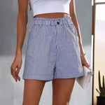 Carregue a imagem no visualizador da Galeria, New summer casual pocket striped casual shorts women&#39;s wear  Amaijoin
