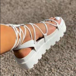 Carregue a imagem no visualizador da Galeria, Fashion Woman Gladiator Sandals Ladies Wedge Shoes Female Lace Up Platform Shoes Women Cross Straps Boots Thick Bottom Sandals  Amaijoin
