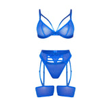 Carregue a imagem no visualizador da Galeria, Sexy Erotic Lingerie Women Bra And Panty Garters 3pcs See-Through Wire Free Solid Underwear Half Cup Push Up Breves Sets  Amaijoin
