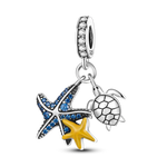 Load image into Gallery viewer, Octopus Dolphin Crab Starfish Turtle Shell Ocean Mermaid Scallops Anchor cruise ship Charms 925 Silver For Original Jewelry Gift  Amaijoin
