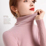 Carregue a imagem no visualizador da Galeria, New Turtleneck Jumper Woman Knitted Blouses Fashion Ladies Sweaters Winter Thermal Striped Long Sleeve Autumn Warm Tops Bacis  Amaijoin
