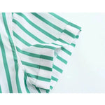 Carregue a imagem no visualizador da Galeria, TRAFZA 2024 Summer Striped Shirts Women Casual Green Blouse Y2k Short Sleeve Buttons Crop Top Female Short Shirt Streetwear  Amaijoin
