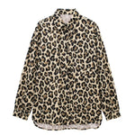 Carregue a imagem no visualizador da Galeria, TRAF-Long Sleeve Leopard Shirts for Women, Button-up Blouses, Animal Print, Chic Tops, Female Fashion  Amaijoin
