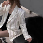 Carregue a imagem no visualizador da Galeria, 2024 Fashion Velvet Blazers For Women Bright Silk Chic Love Diamond Button Suit Coat Ladies Spring Autumn Elegant Female Jacket  Amaijoin
