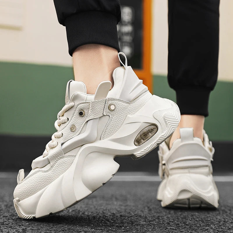 Luxury Men's White Casual Sneakers Comfortable Platform Shoes Men Designer Height Increasing Sneakers Men Casual Sports Shoes  Amaijoin