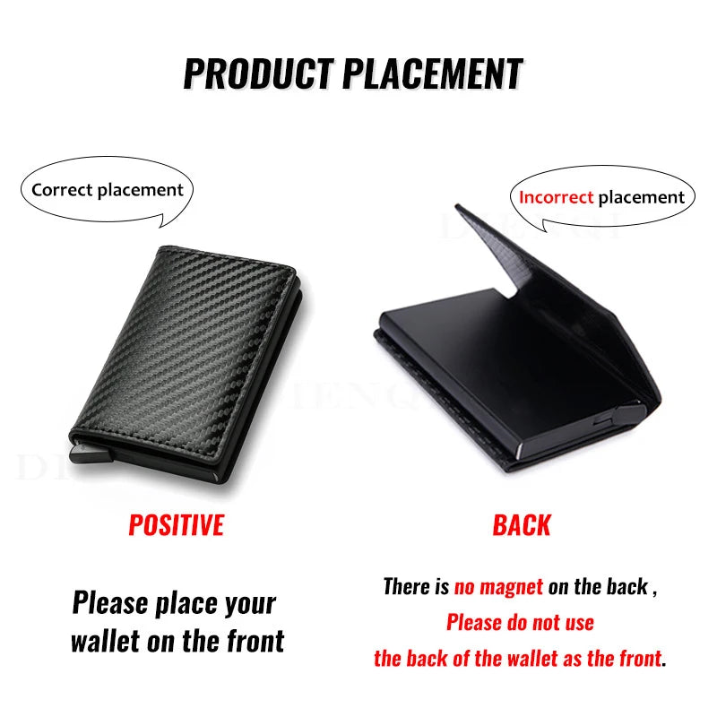 Custom Card Holder Rfid Black Carbon Fiber Leather Simple Wallet Men's Gift Personalized  Amaijoin