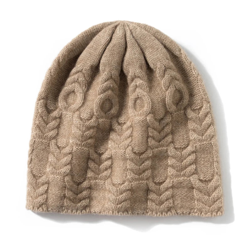 2023 New Autumn Winter Women Hats 100% Pure Cashmere Knitted Headgears Soft Warm Fashion Thick Cap 4 Colors High Quanlity  Amaijoin