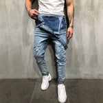 Load image into Gallery viewer, Men Stylish Slim Biker Jeans Bib Overalls Jumpsuits jeans Man Streetwear Casual Stretch Ripped Dungarees Male Strap Jeans  Amaijoin
