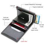 Carregue a imagem no visualizador da Galeria, Custom Card Holder Rfid Black Carbon Fiber Leather Simple Wallet Men&#39;s Gift Personalized  Amaijoin
