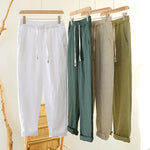 Carregue a imagem no visualizador da Galeria, 8236 Spring Summer Fashion Men&#39;s Simple Basics Linen Pants Japan Style Elastic Waist Solid Color Casual Loose Breathable Trouser  Amaijoin
