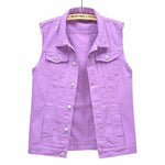 Carregue a imagem no visualizador da Galeria, Spring and Summer New Purple Sleeveless Vest Jacket Women&#39;s Single-breasted Lapel Vests Coat Fashion Casual Top Waistcoat S-6XL  Amaijoin
