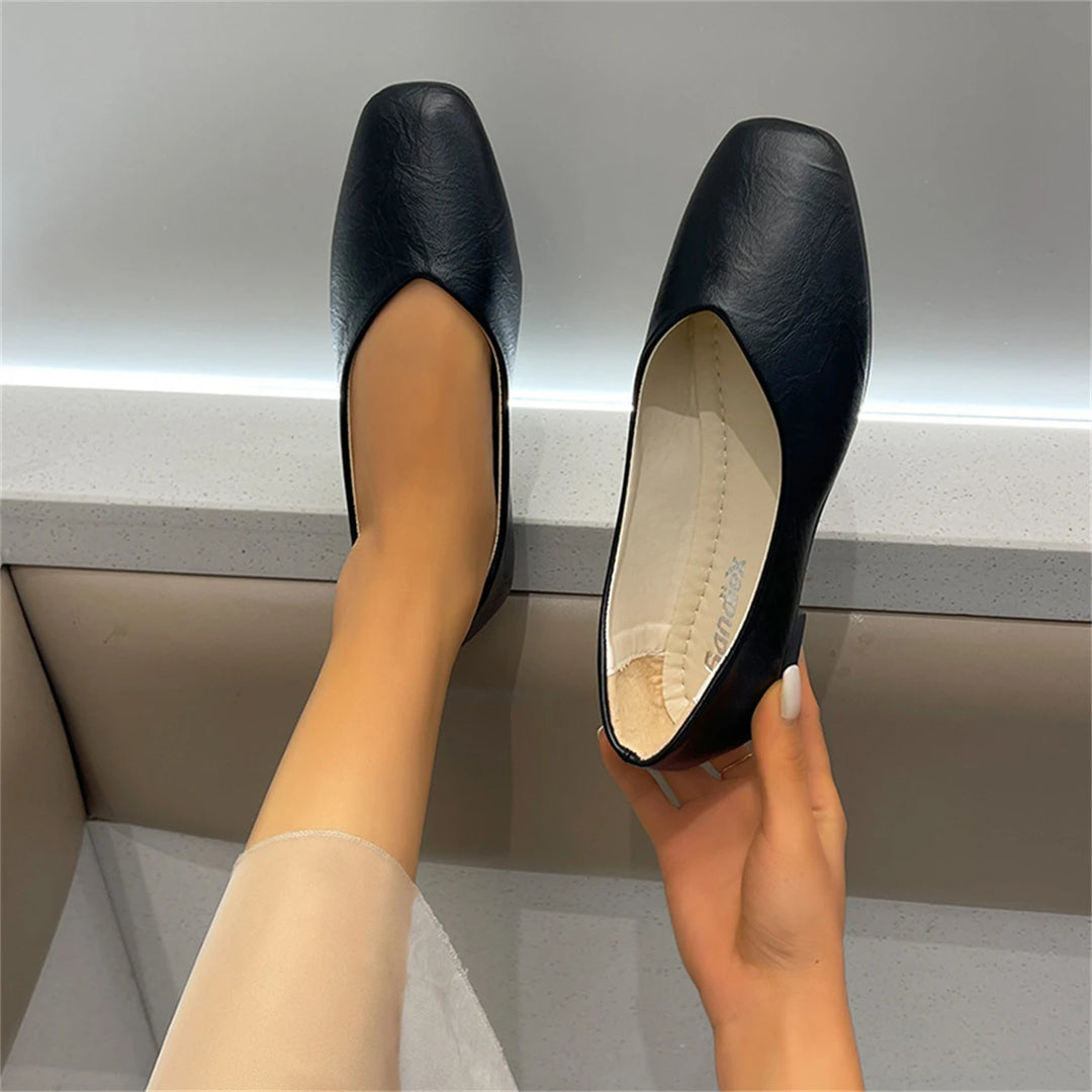 Spring Summer Fashion New Casual Shallow Mouth Breathable Flat Shoes Elegant Square Toe Low Heel Simple Women's ShoesNO:C1622  Amaijoin