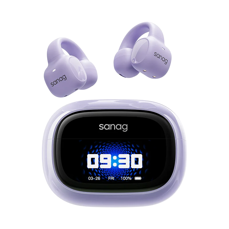 Sanag S3 Pro AI Smart Screen Bluetooth Earphone 360 ° Stereo Sound OWS Headphones Open Ear TWS Earbuds Earclip Wireless Headset  Amaijoin