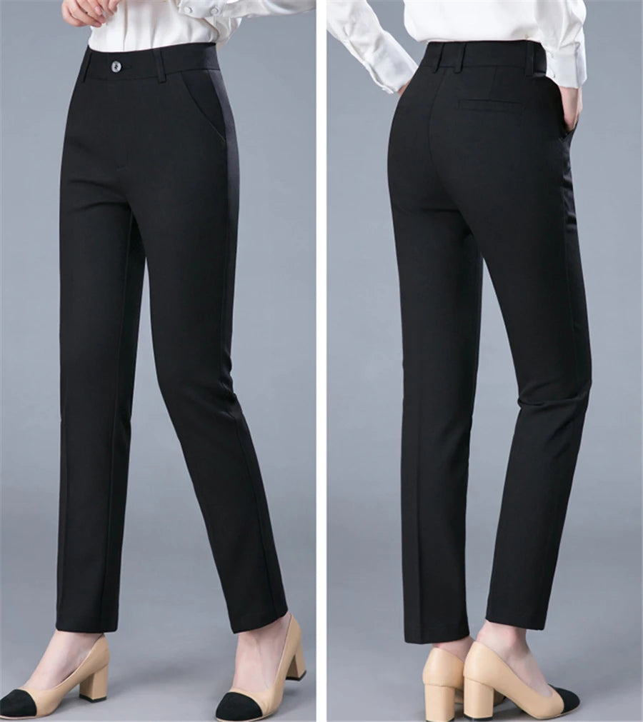 High Waist Formal Ankle Length Pants Women Casual Classic Slim Pantalones Korean Office Pencil Sweatpants Straight Suit Trousers  Amaijoin