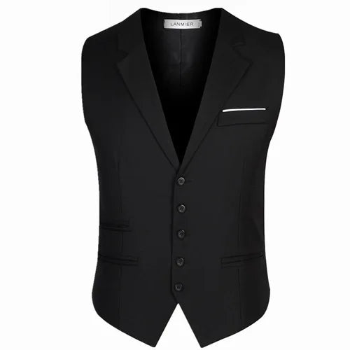 Dress Vests For Men Slim Fit Mens Suit Vest Male Waistcoat Gilet Homme Casual Sleeveless Formal Business Jacket Plus Size M-6XL  Amaijoin