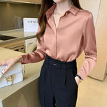 Carregue a imagem no visualizador da Galeria, Silk Women&#39;s Shirt Long Sleeve Fashion Woman Blouses 2023 Satin Top Female Shirts and Blouse Basic Ladies Tops OL Women Clothing  Amaijoin
