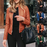 Carregue a imagem no visualizador da Galeria, Fashion Women Outwear Jacket Suit Coat Autumn Winter Short Faux Leather Clothes  Amaijoin
