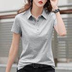 Carregue a imagem no visualizador da Galeria, Summer New In Polo Shirt Short Sleeve Cotton Plus Size  Basic T- Shirt Women Button Casual Office Lady Formal Women Tops 2024  Amaijoin
