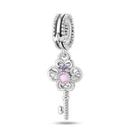 Carregue a imagem no visualizador da Galeria, 925 Sterling Silver Classic Purple Retro Heart Shape Lotus Angel Pattern Charms Beads Fit Pandora Original Bracelets DIY Jewelry  Amaijoin
