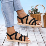 Carregue a imagem no visualizador da Galeria, Women&#39;s Fashionable Lace-up Non-Slip Wear-Resistant Soft Bottom Comfortable Flat Heel Sandals  Amaijoin
